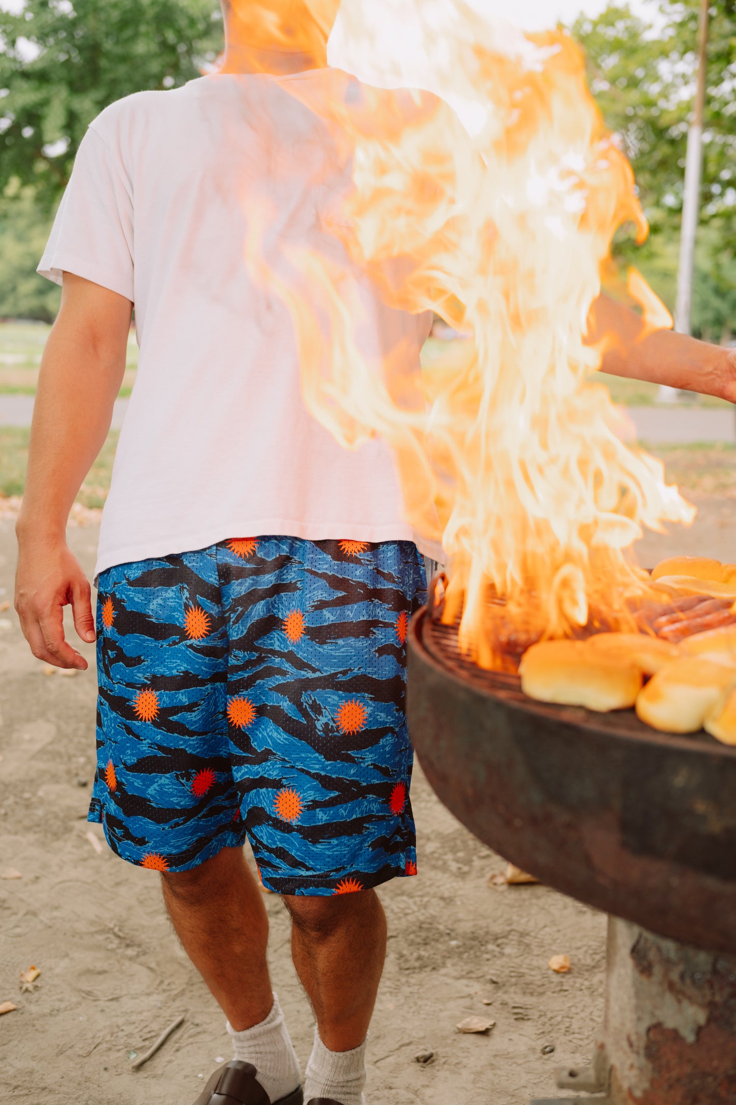 TRIBAL SUN 9" POD SHORTS - BLUE